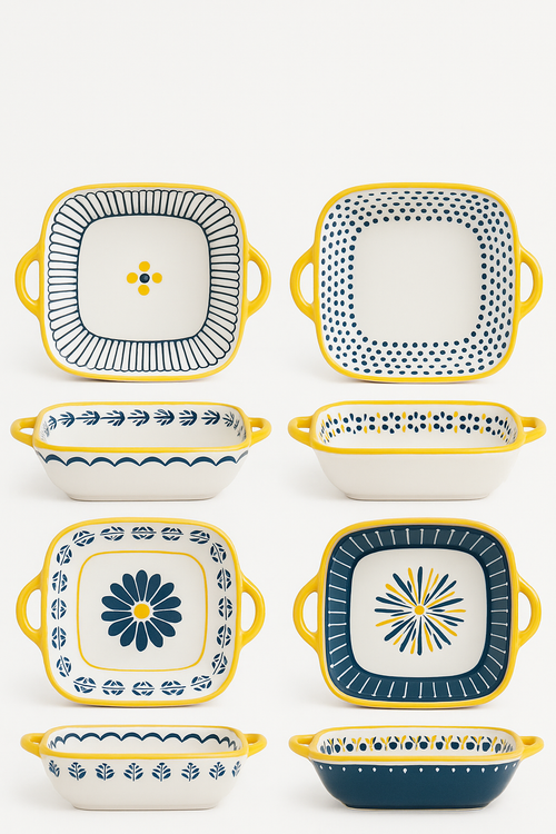 Assiettes céramique 20 cm japonais relief lot 4