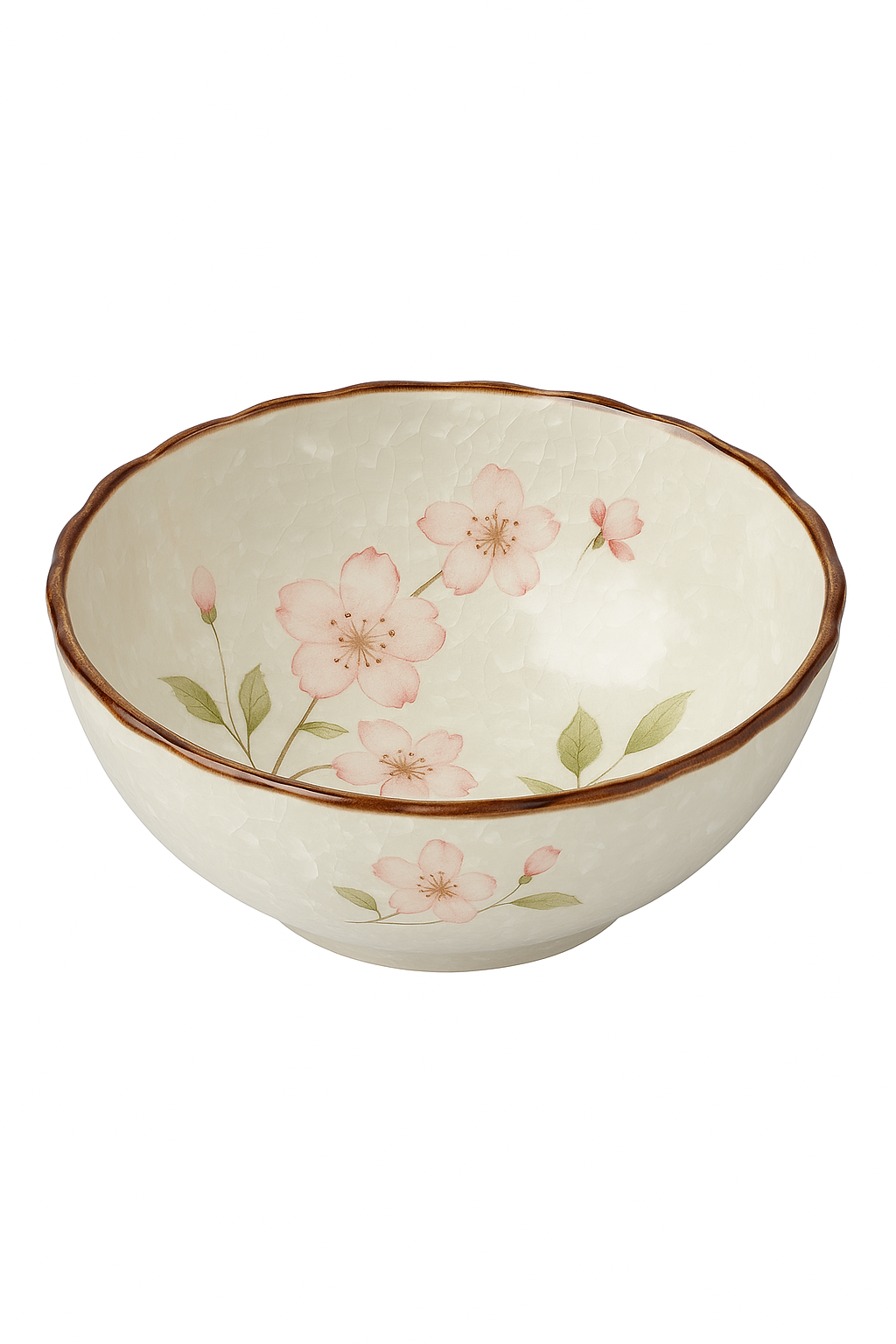 Assiettes creuses ceramique style japonais motif floral - vue 2 sur 3
