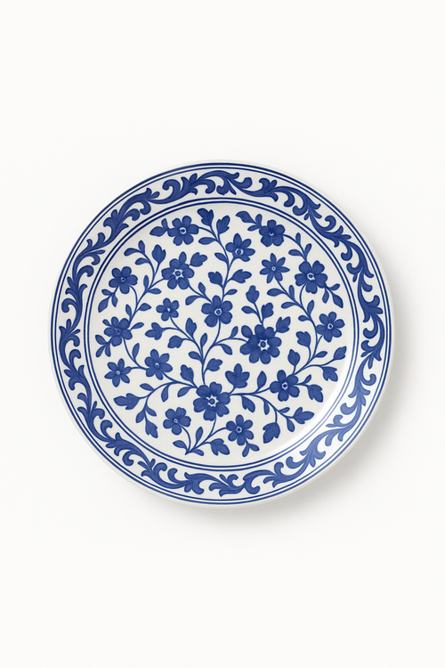 Assiettes porcelaine style chinois motifs floraux poisson
