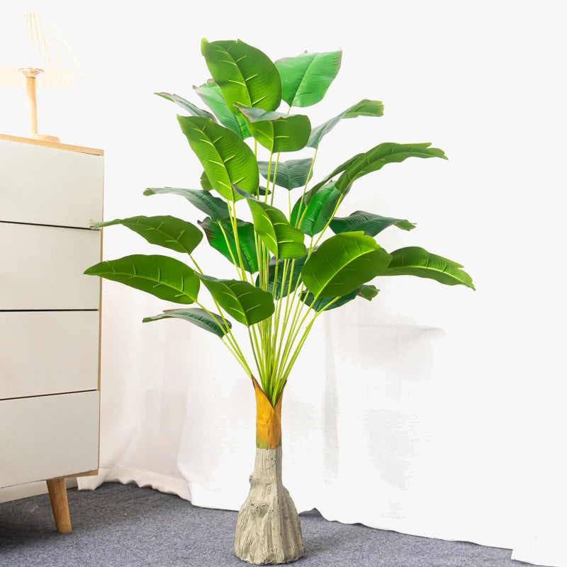 bananier artificiel tropical avec grandes feuilles en plastique