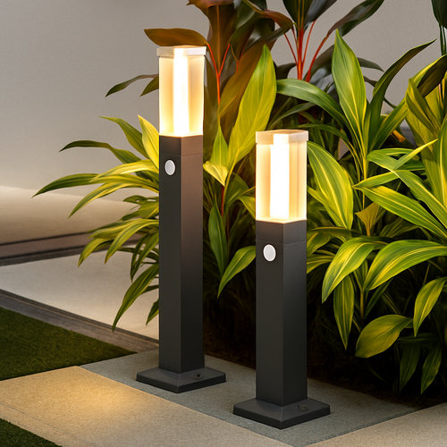 bornes lumineuses led étanches avec détecteur de mouvement pour jardin extérieur