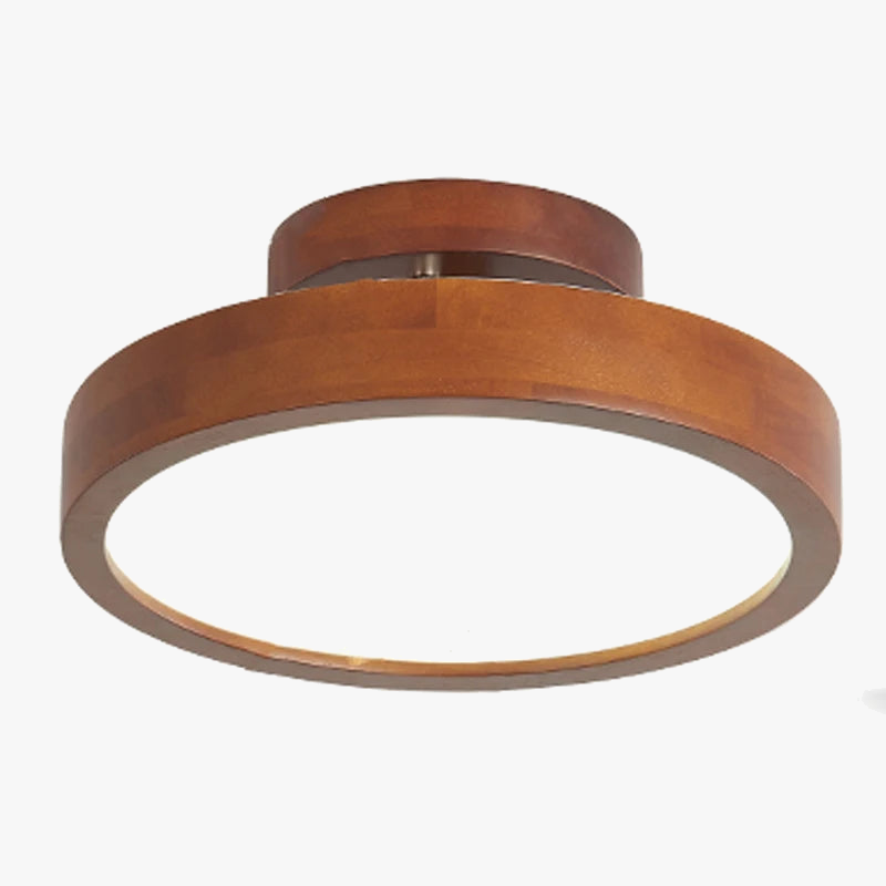 Plafonnier rond japonais en bois naturel