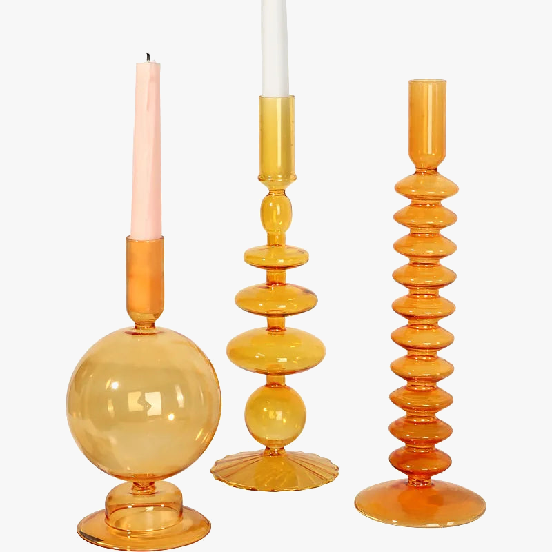 bougeoir conique en verre pour décoration intérieure festive