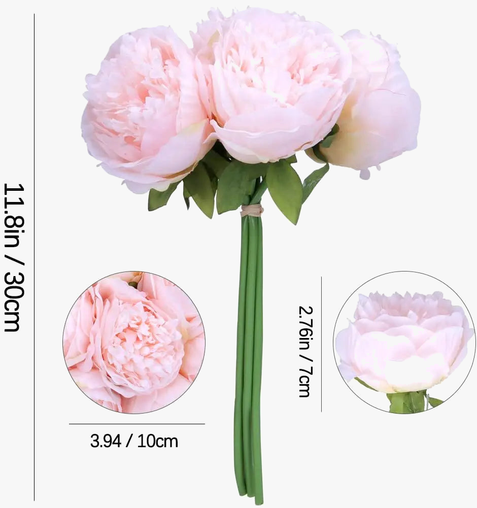 bouquet de 5 pivoines artificielles en soie pour décoration