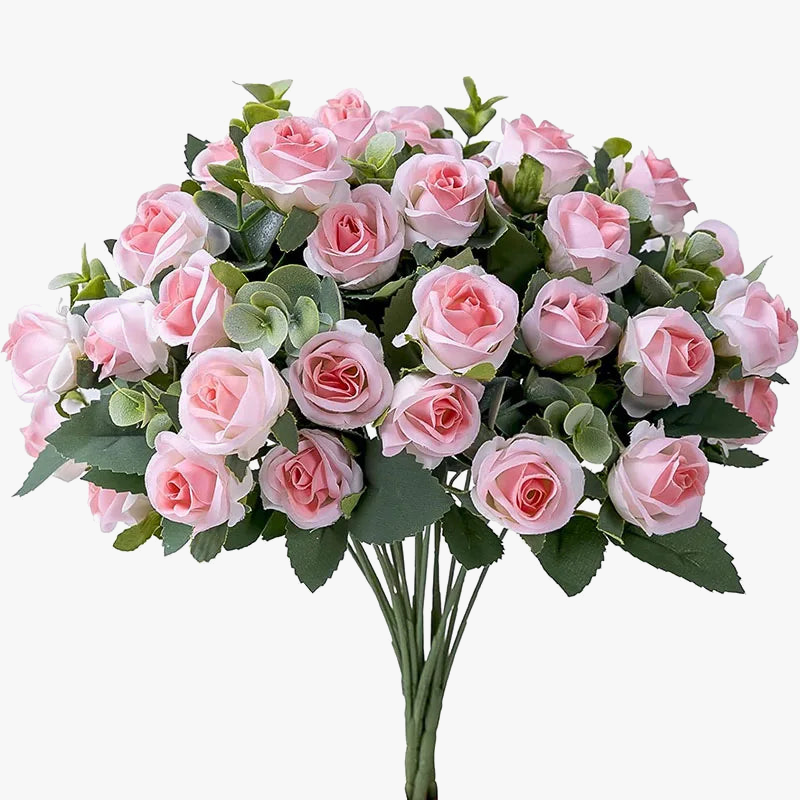 bouquet de roses artificielles avec eucalyptus et pivoine décoratif