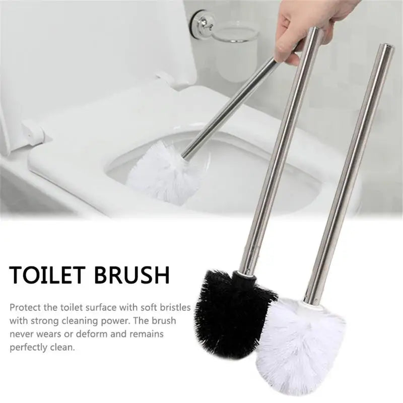 brosse de toilette en plastique avec manche inoxydable et poils souples