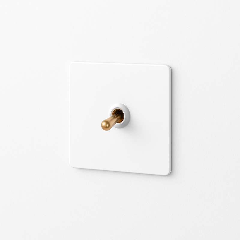 Cache prise plate en acier blanc mat et bords arrondis