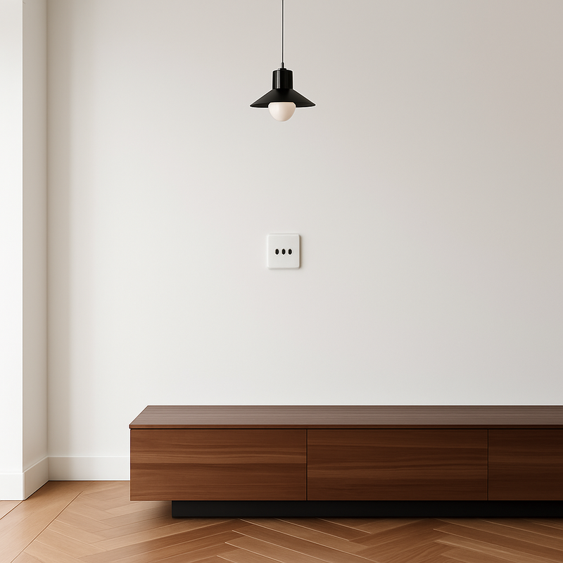 Cache prise plate en acier blanc mat et bords arrondis