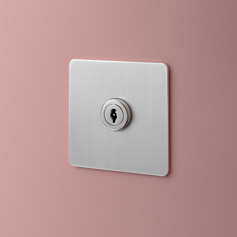 Cache prise plate en acier gris clair brossé bords arrondis