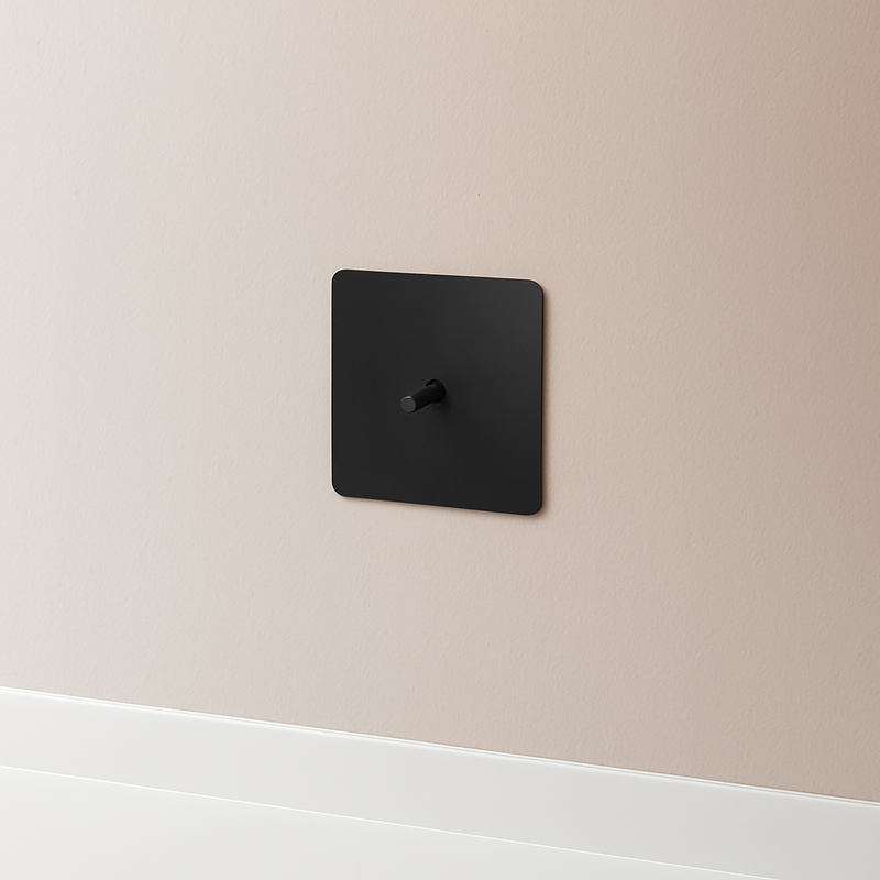 Cache prise plate en acier noir mat