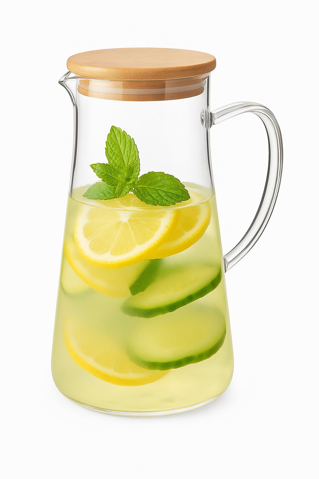Carafe verre poignée couvercle bambou 135 cl