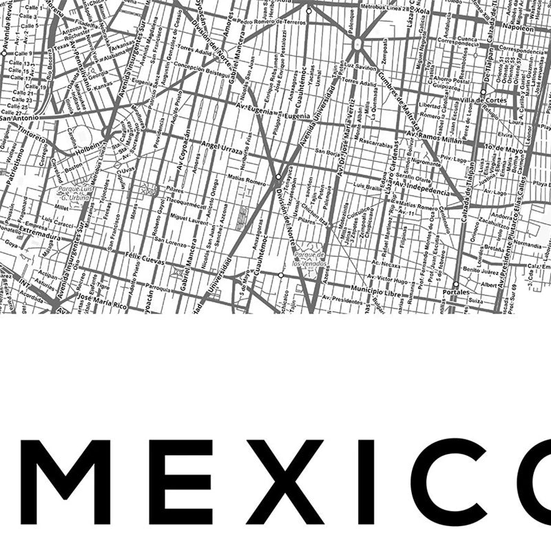 cartes de la ville de mexico en peinture sur toile décor mural