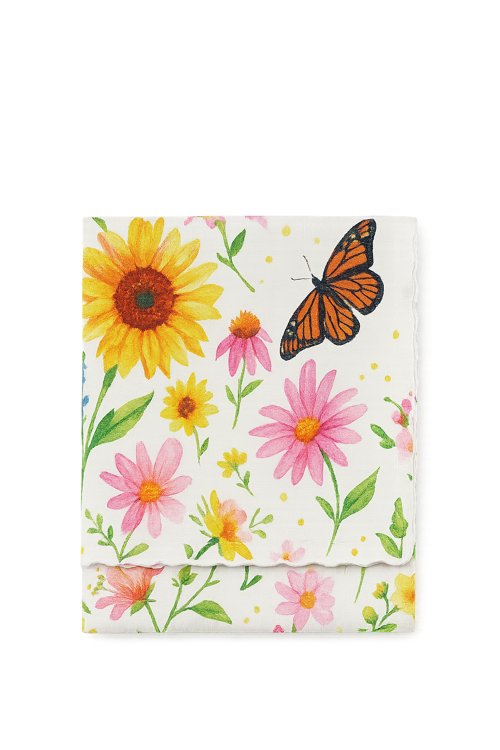 Chemin de table motifs tournesols papillons style champetre
