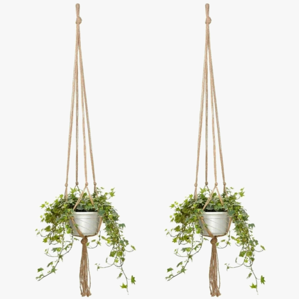 cintre à plantes en macramé pour intérieur et extérieur