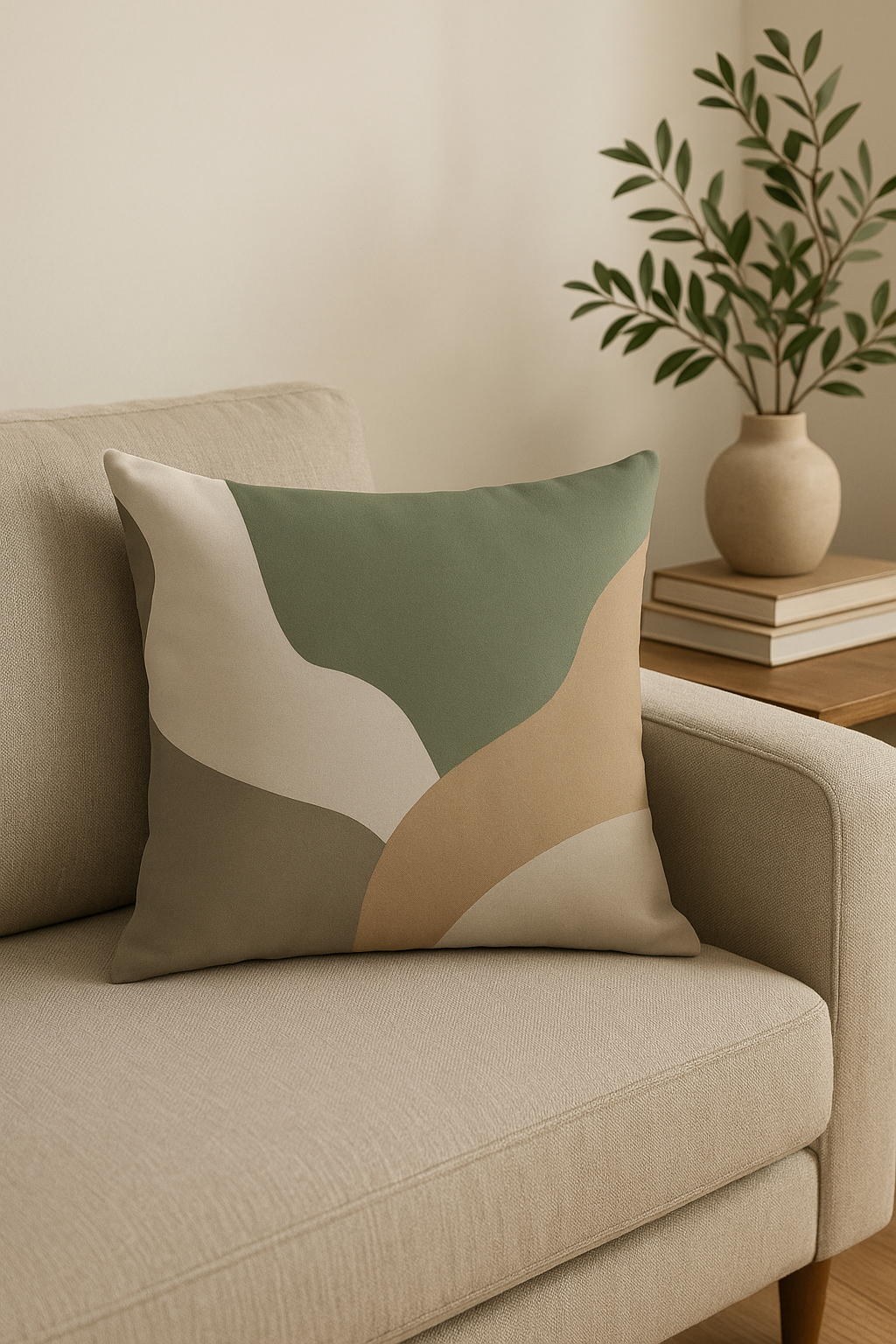 coussin à motif végétal vert pour décoration intérieure confortable