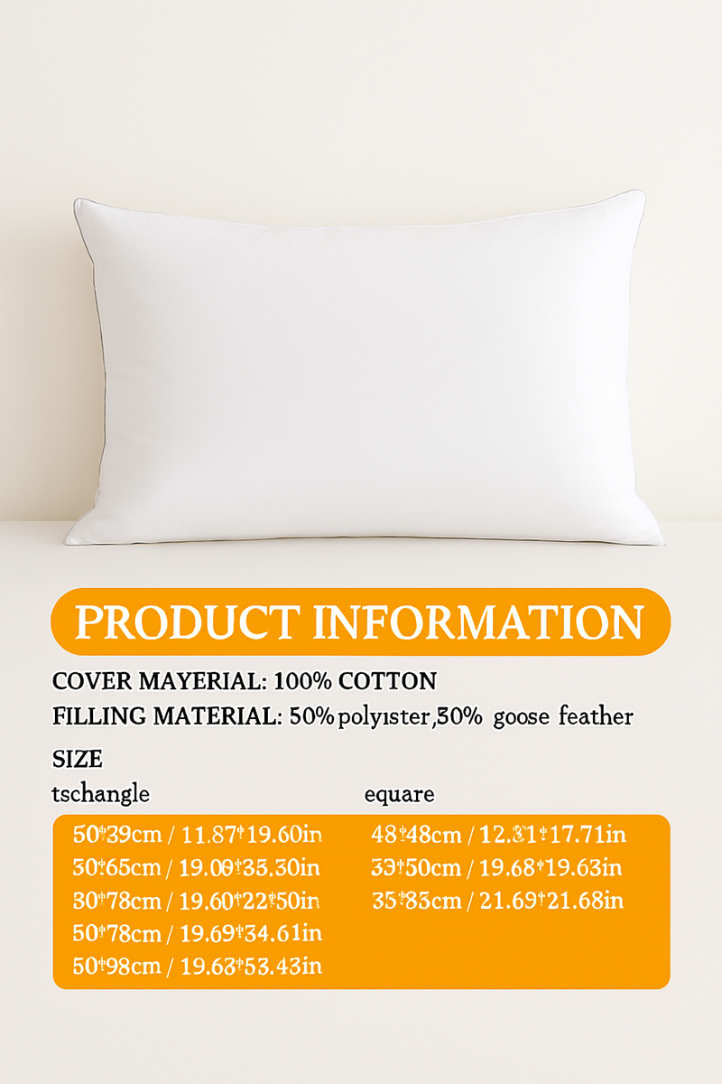 coussin en duvet d'oie hypoallergénique pour un confort optimal