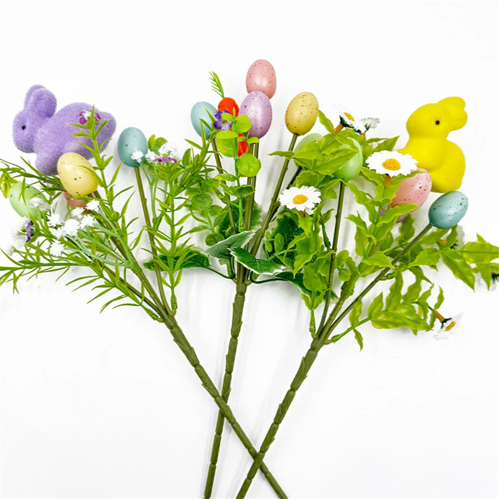 décoration florale artificielle de pâques avec lapins et œufs
