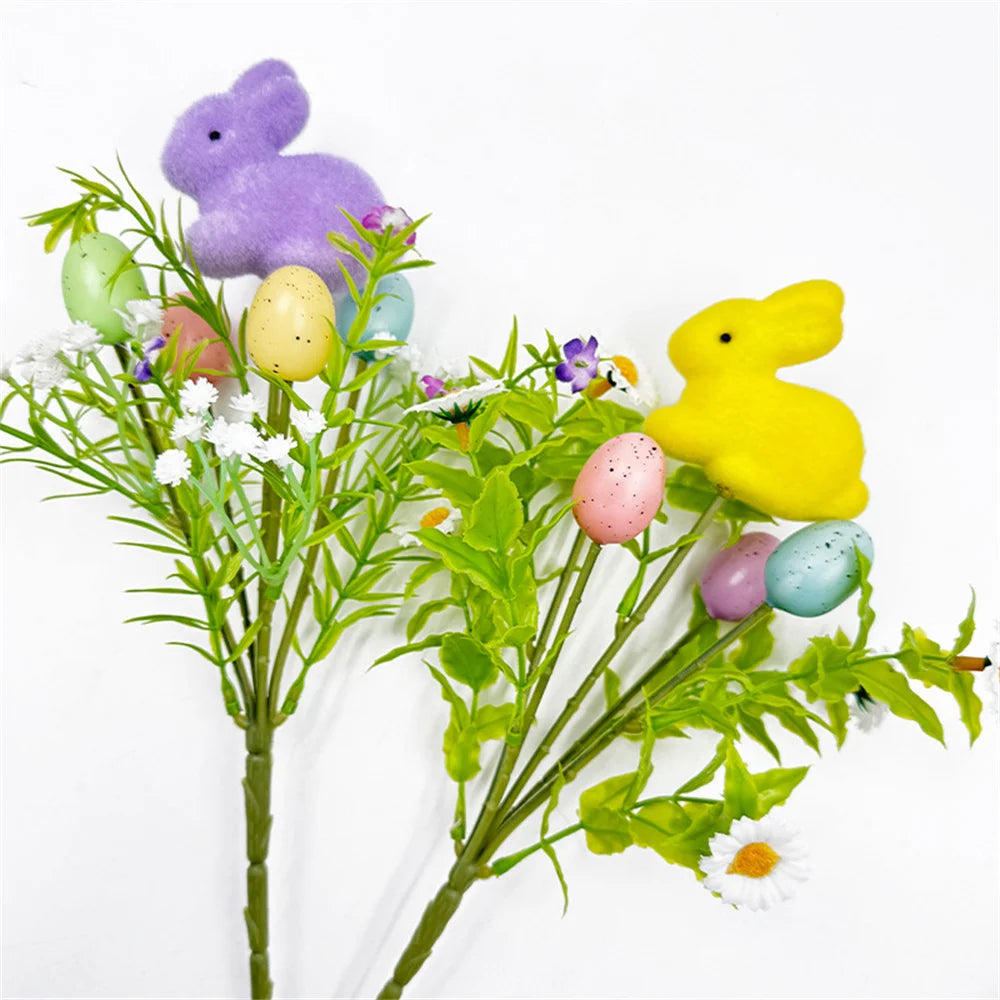 décoration florale artificielle de pâques avec lapins et œufs