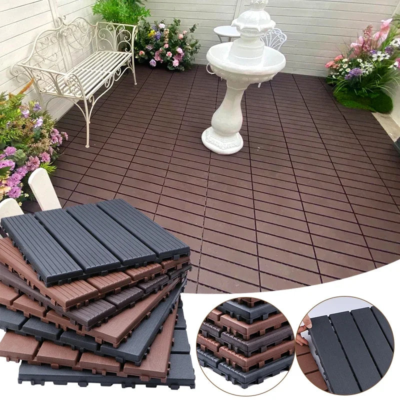 Dalle de sol clipsable 30x30 exterieur motif bois