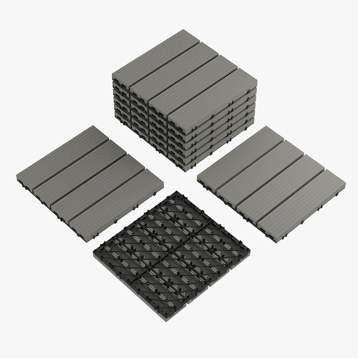 Dalles terrasse clipsables bois composite 30x30 drainage