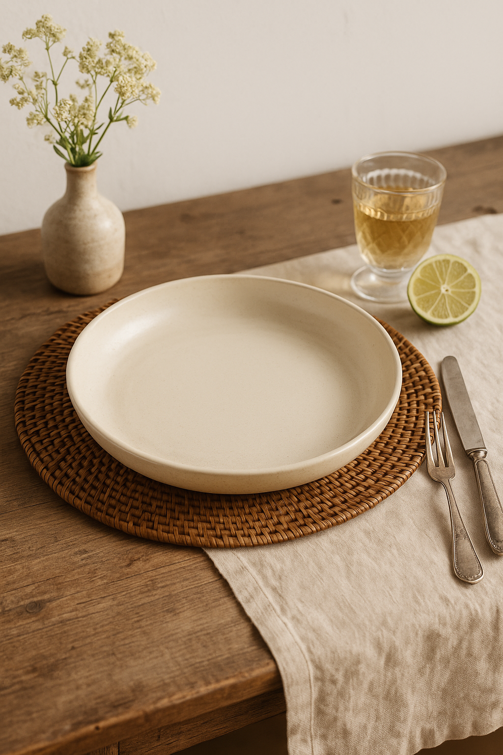 Ensemble 4 assiettes creuses plastique motif blé incassables - vue 3 sur 3