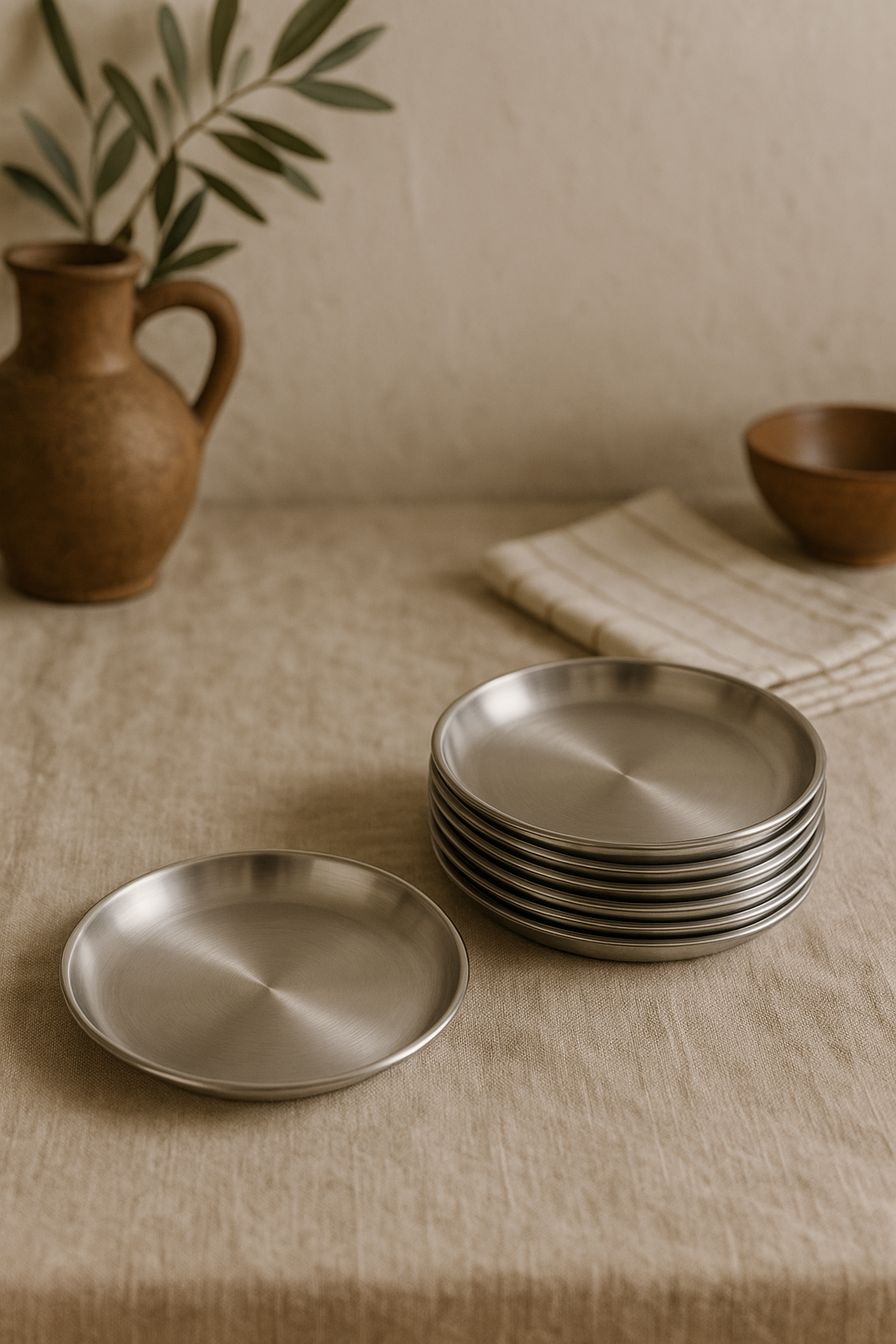 Ensemble 6 assiettes inox barbecue cuisine polyvalentes - vue 3 sur 3