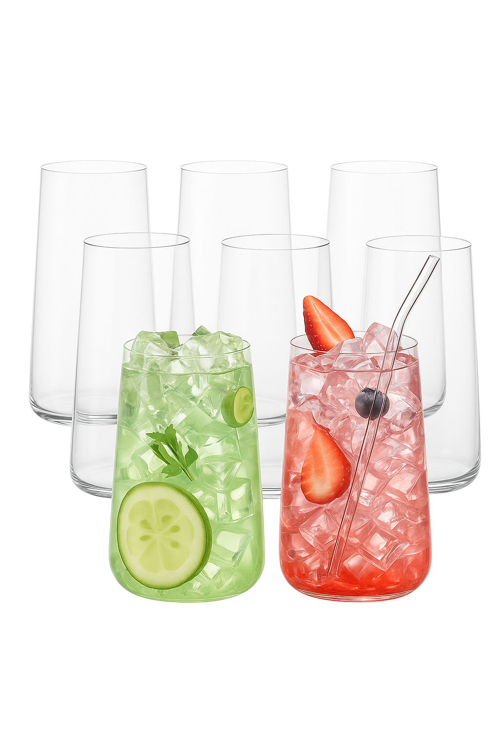 Ensemble 6 verres highball avec paille 460ml