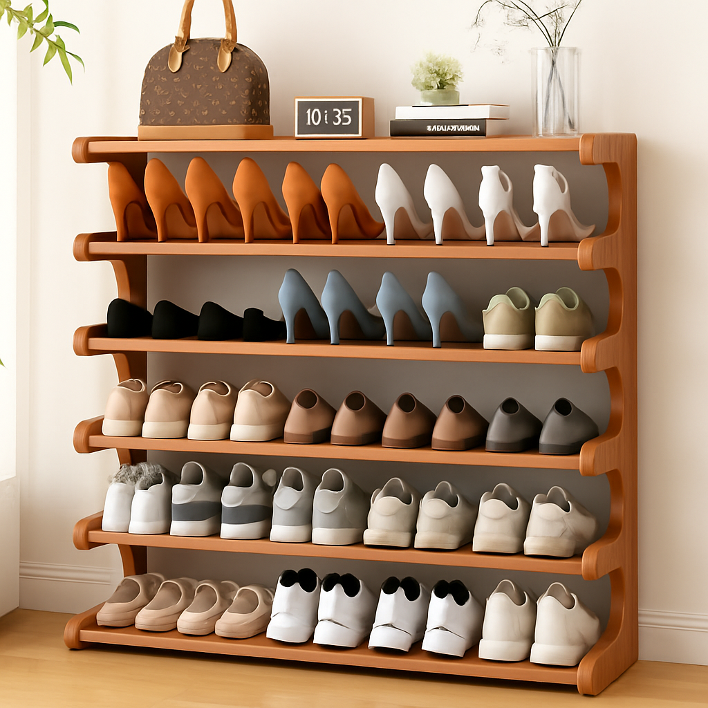 etagere de rangement a chaussures en bois multicouches resistente à lhumidité - vue 5 sur 11