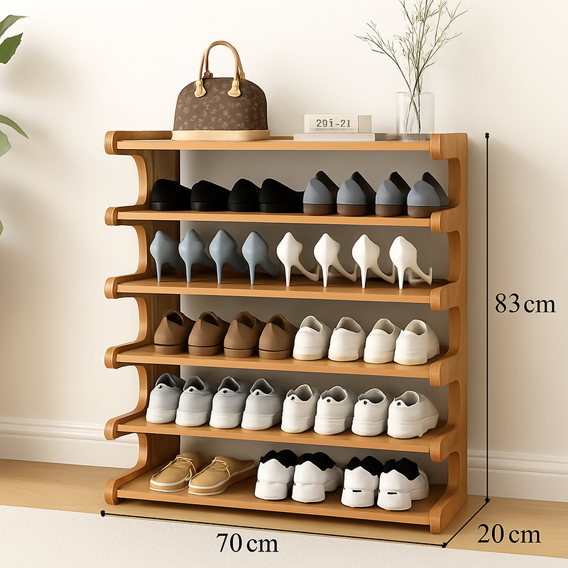 etagere de rangement a chaussures en bois multicouches resistente à lhumidité