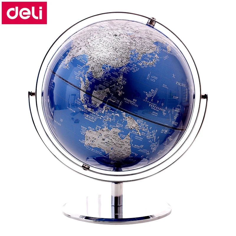 globe terrestre éducatif avec support en acier inoxydable et relief