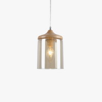 gzmj abat-jour simple en verre bois luminaire suspendu