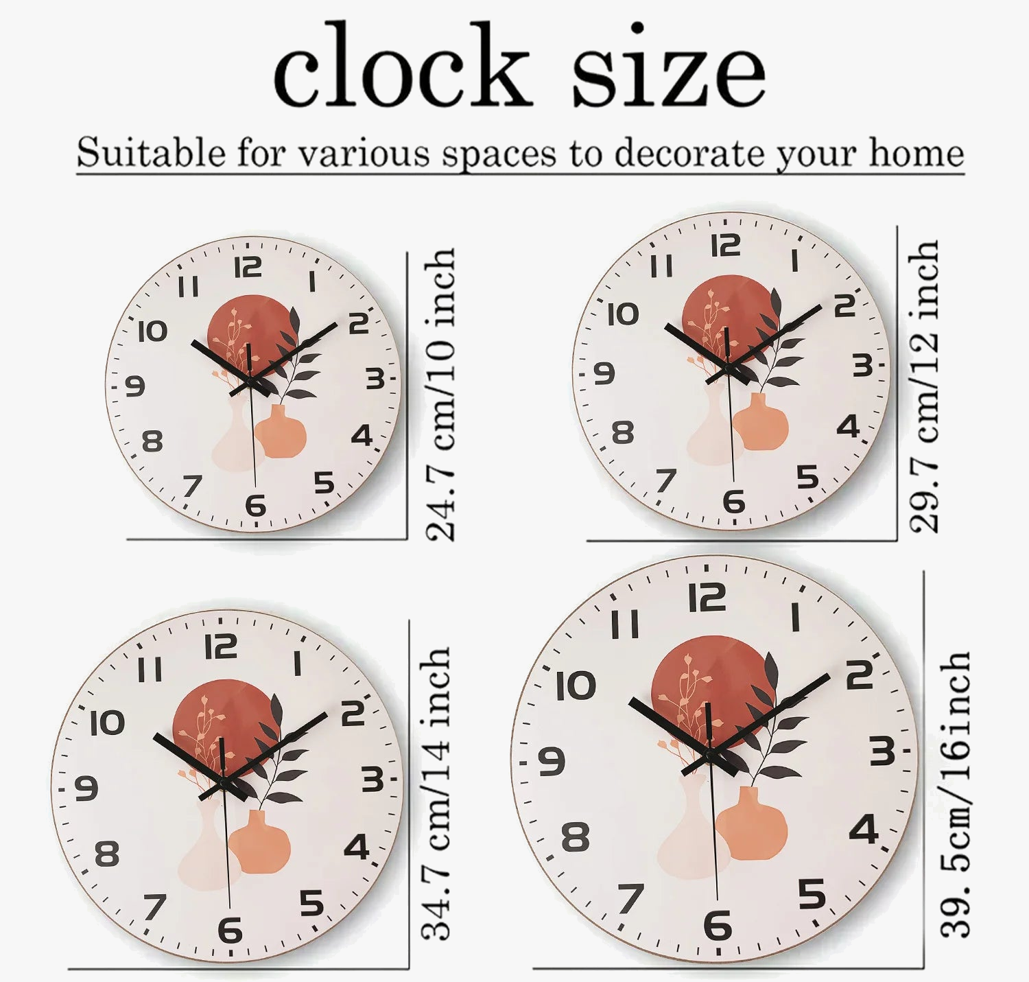 horloge murale en bois moderne pour décoration intérieure silencieuse