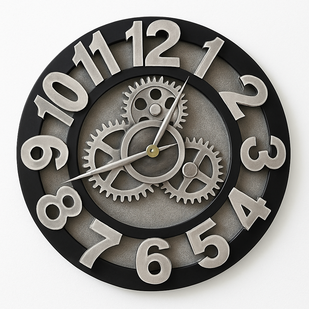 horloge murale à engrenages décorative style industriel moderne