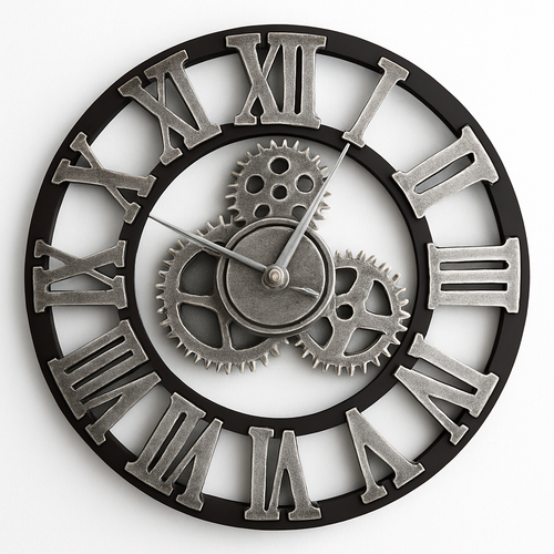 horloge murale à engrenages décorative style industriel moderne