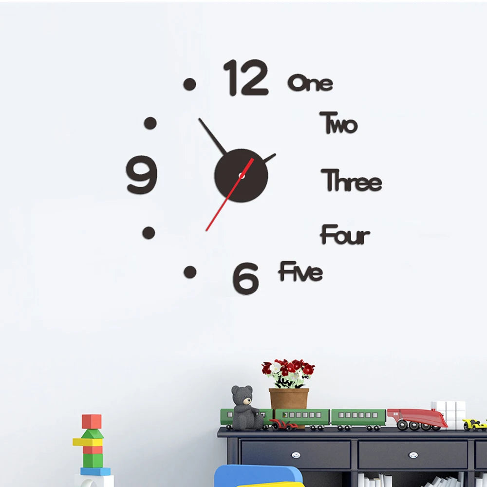 horloge murale miroir 3d numérique autocollants décoration maison silencieuse