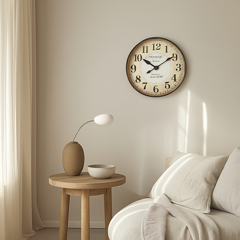 horloge murale rétro en bois motif paris pour décoration intérieure silencieuse