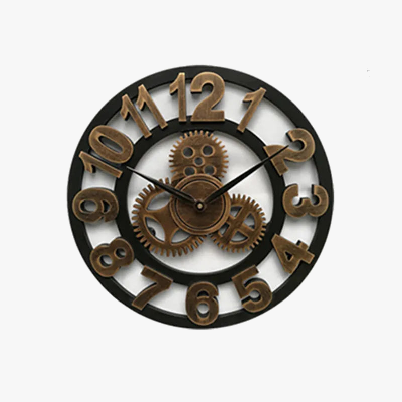horloge murale rétro en bois style industriel pour décoration artistique