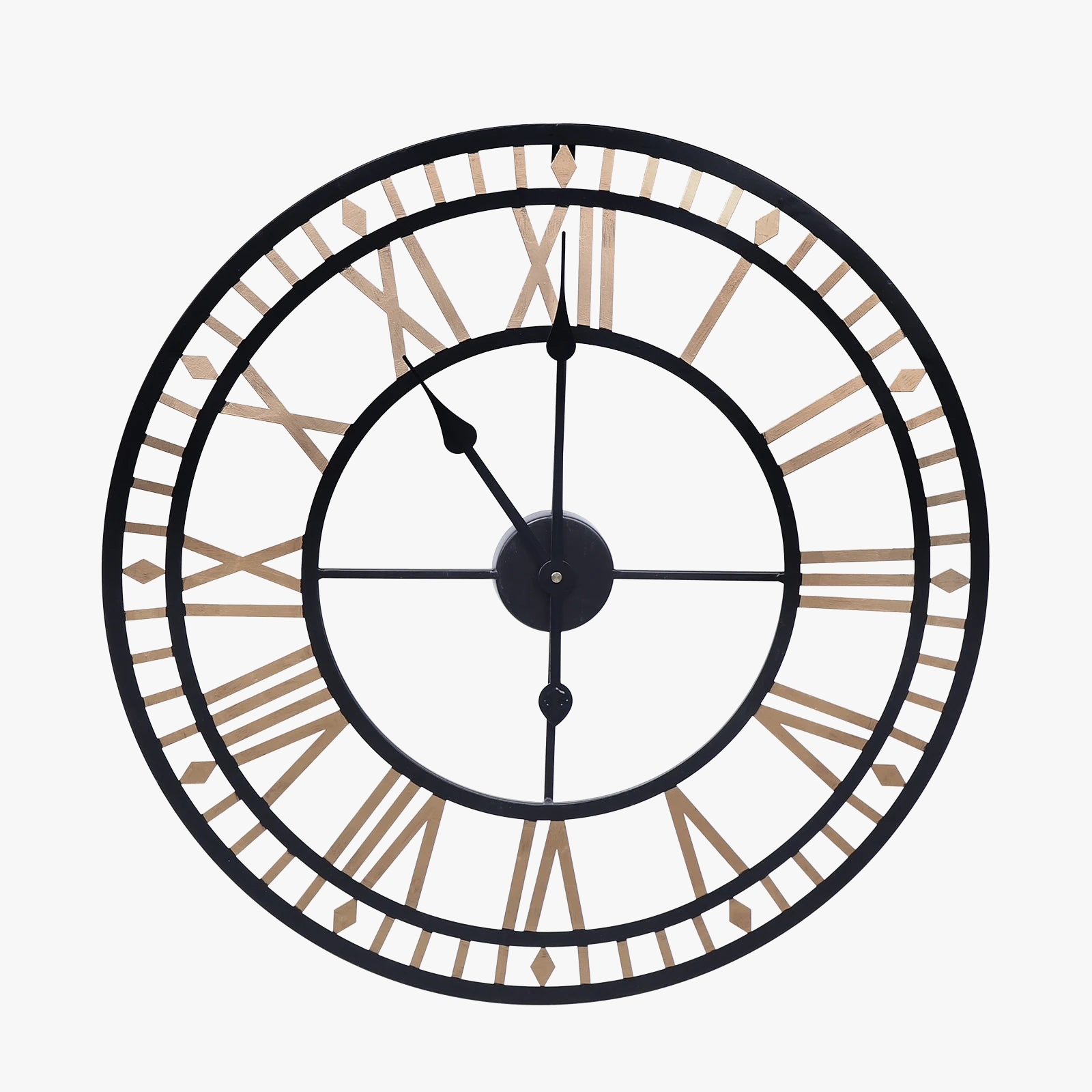 horloge murale vintage chiffres romains en métal design élégant et raffiné