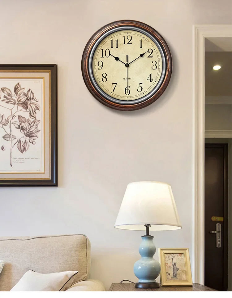 horloge murale vintage silencieuse pour décoration intérieure