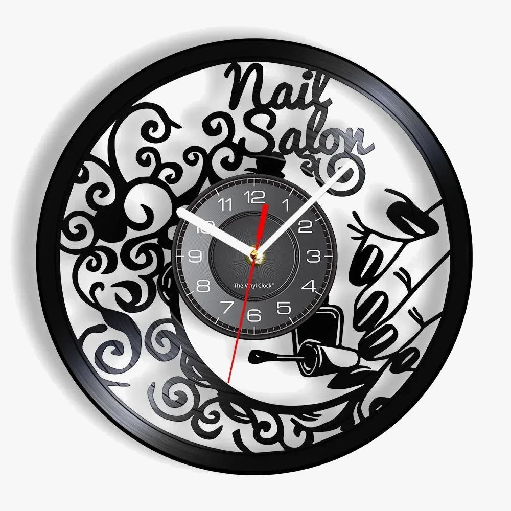 horloge murale vinyle pour salon de manucure et beauté