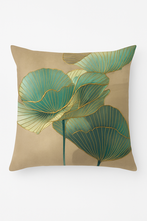 housse de coussin à motif floral ginkgo pour déco intérieure