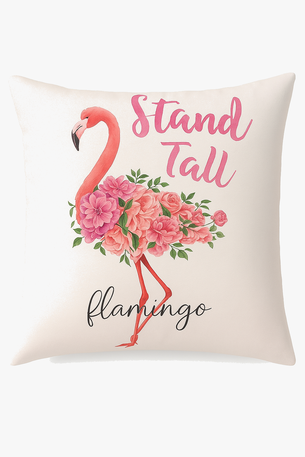 housse de coussin carrée flamant rose tropical 45 cm