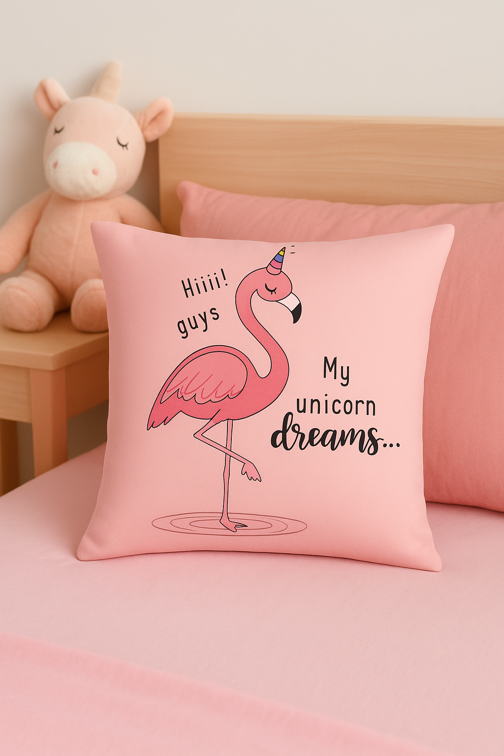 housse de coussin carrée motif flamant rose décoratif pour canapé