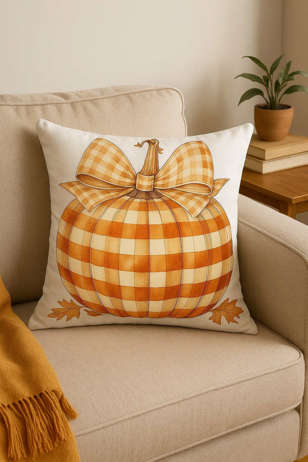 housse de coussin citrouille et feuilles dautomne pour canapé ou chambre - vue 3 sur 2