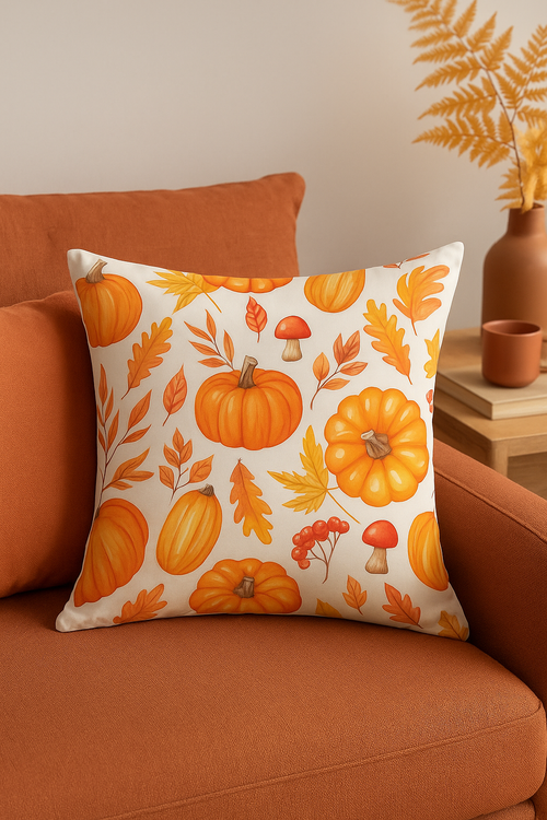 housse de coussin citrouille et feuilles dautomne pour canapé ou voiture
