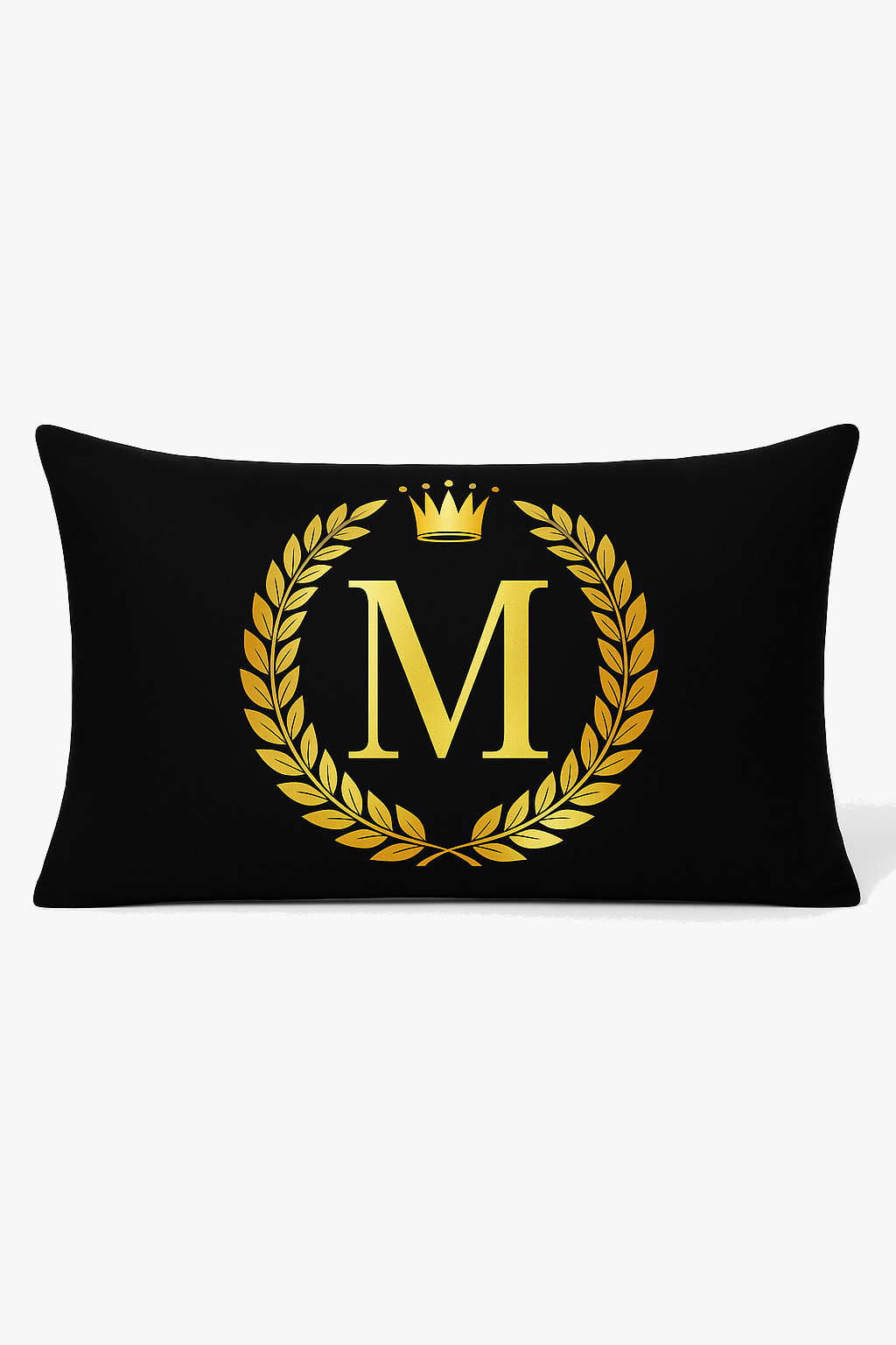 housse de coussin décorative avec motif lettres noires et dorées