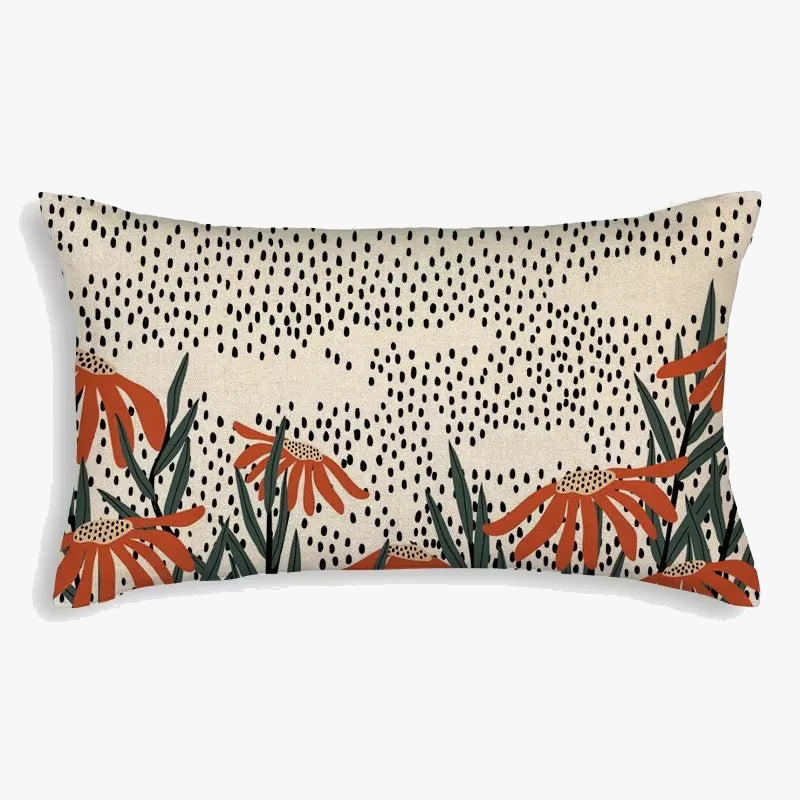 housse de coussin décorative motif feuilles de tournesol