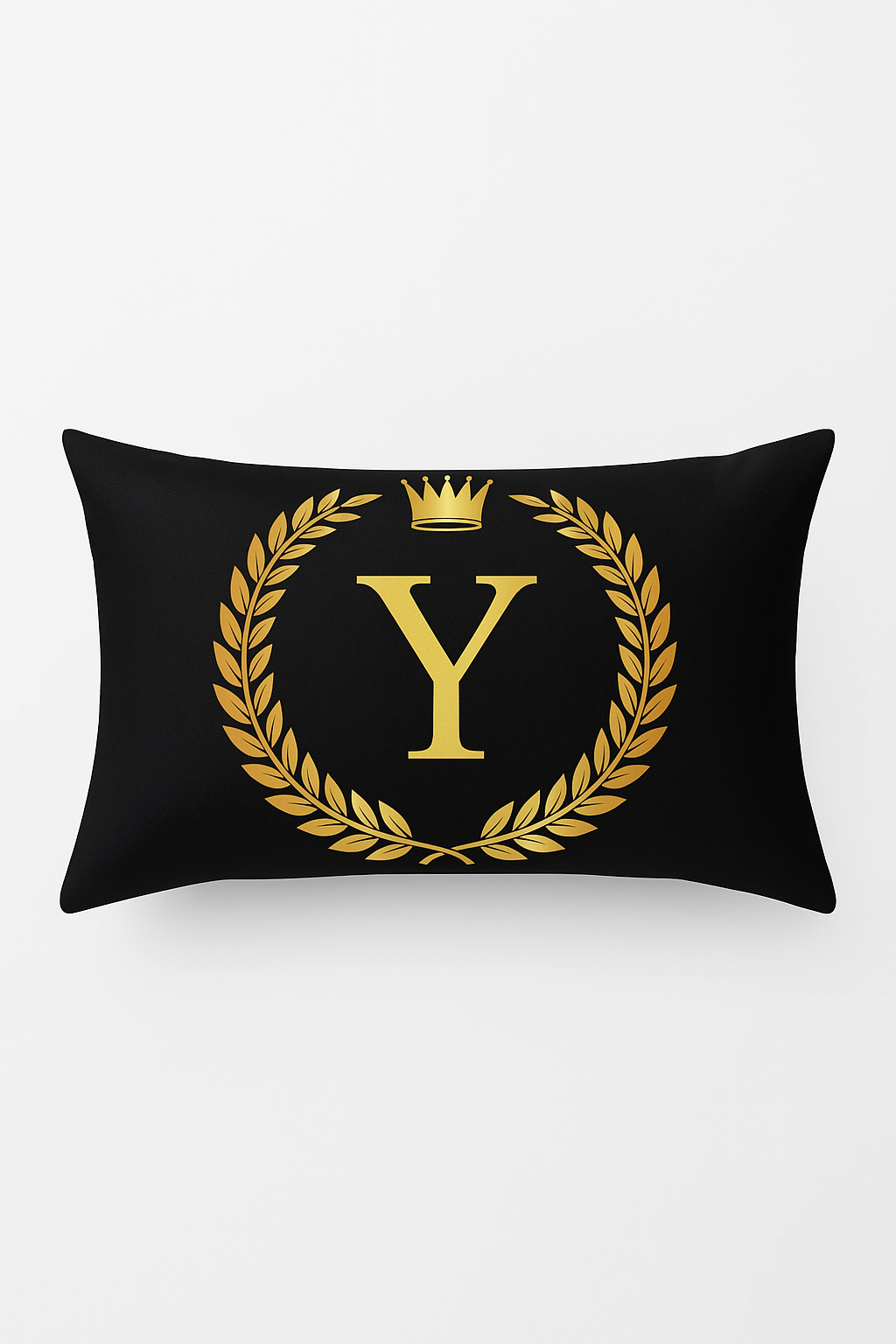 housse de coussin décorative à motif lettres noires et dorées