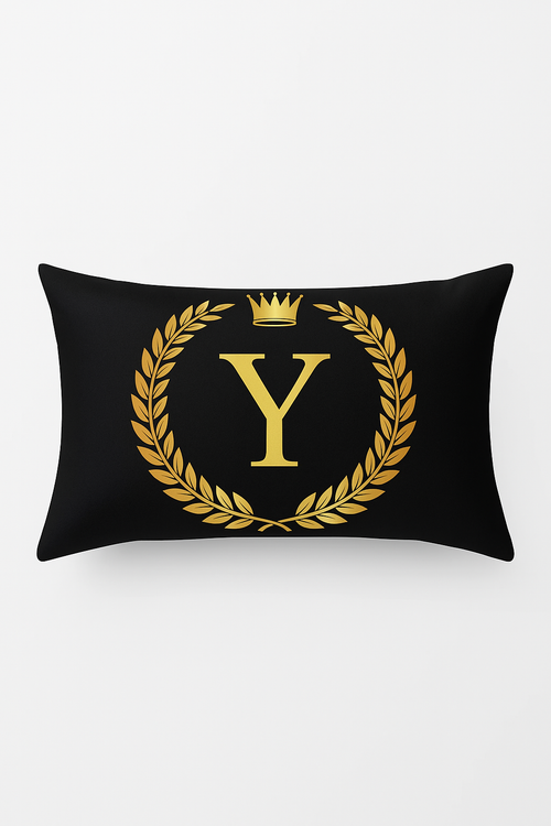 housse de coussin décorative à motif lettres noires et dorées