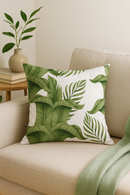housse de coussin décorative à motifs de feuilles vertes
